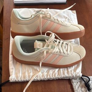 Adidas Cream and Pink Sneakers for Everyday Style